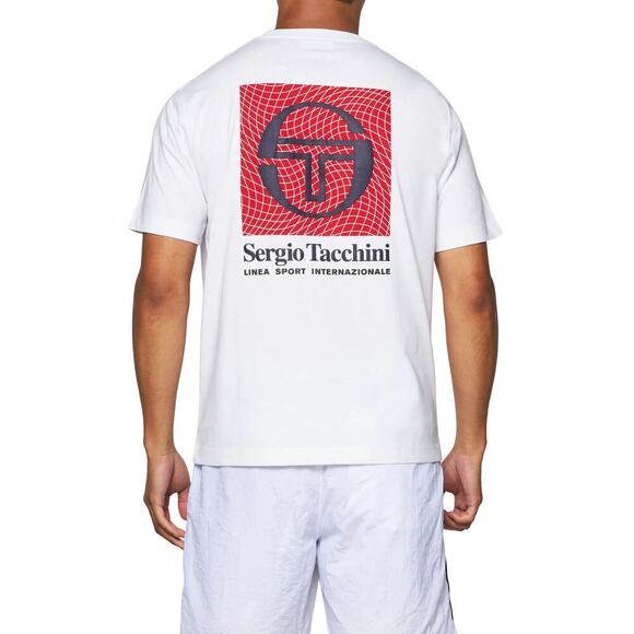 Sergio Tacchini Men’s Size XL White Warp Graphic Short Sleeve T-Shirt - Picture 1 of 7